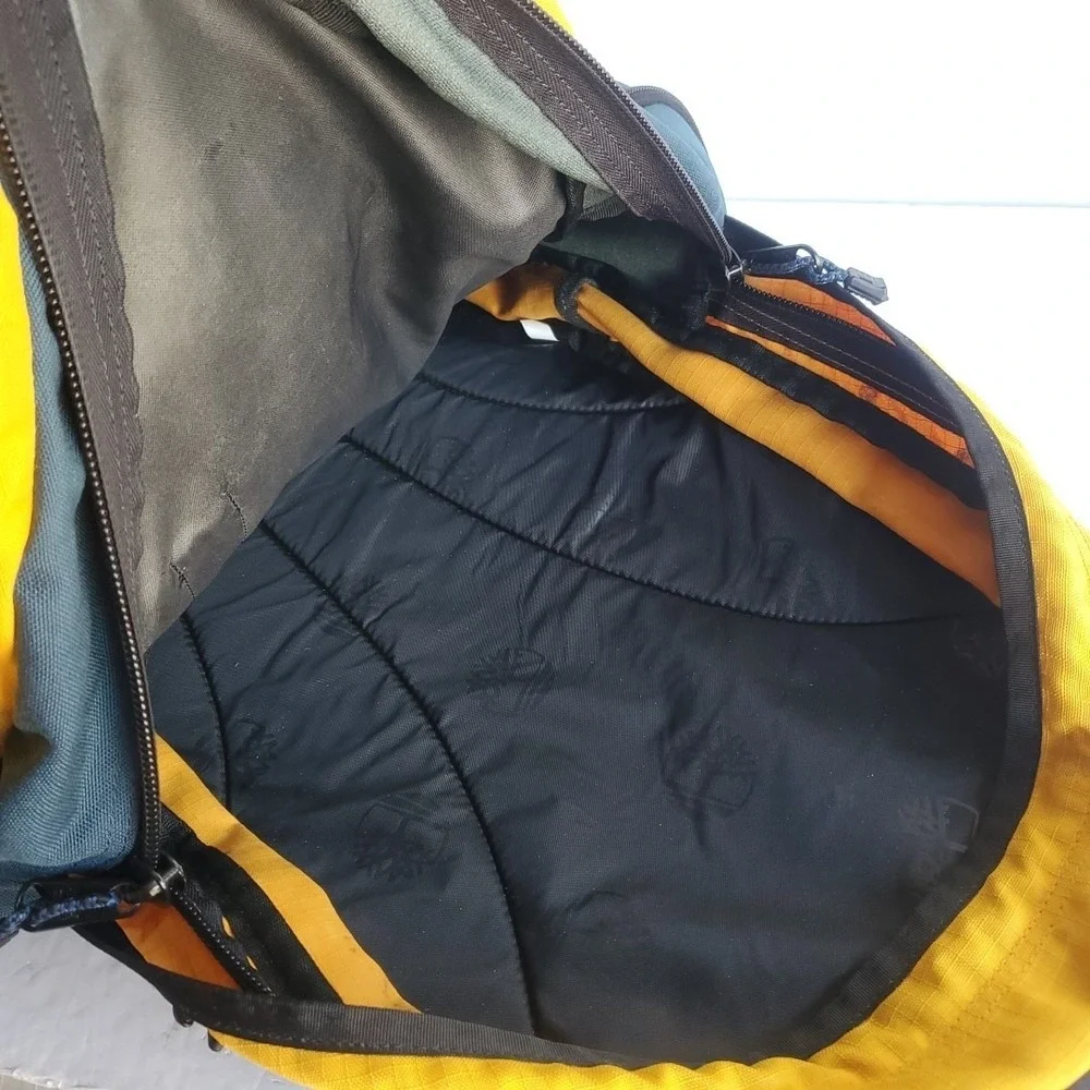 Timberland Vintage Backpack Blue‎ Yellow Colorblock Hiking Bag